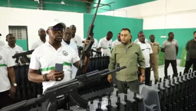 Defence Industries Corporation of Nigeria-D7G (DICON-D7G) leaders at the DG-103 rifle factory in Kaduna.
