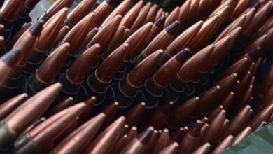 Machine gun ammunition is seen stacked at a supply point as Soldiers assigned to the 95th Chemical Company, “Arctic Dragons”, 17th Combat Sustainment Support Battalion, U.S. Army Alaska, prepare to execute a gunnery live-fire exercise with M1135 Stryker Nuclear Biological Chemical Reconnaissance Vehicles on Joint Base Elmendorf-Richardson, Alaska, April 5, 2017. The gunnery tested Soldier’s proficiency with identifying, engaging, and eliminating hostile targets while increasing combat effectiveness. The Styker NBCRV provides Nuclear, Biological, and Chemical detection and surveillance for battlefield visualization, and situational awareness to increase unit combat power. The core of the NBCRV is its on-board integrated NBC sensor suite, and integrated meteorological system. An NBC positive overpressure system minimizes cross-contamination of samples and detection instruments, provides crew protection, and allows extended operation at Mission Oriented Protective Posture. (U.S. Air Force photo/Justin Connaher)