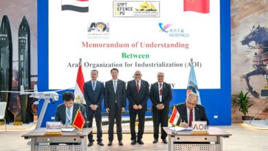 Officials of Egypt’s state-owned Arab Organization for Industrialization and China North Industries Corporation sign agreement to jointly produce armed drones. Photo: Egypt State Information Service