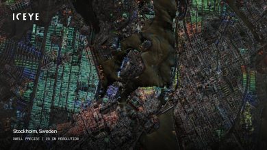 Top view of Stockholm on a synthetic aperture radar satellite.