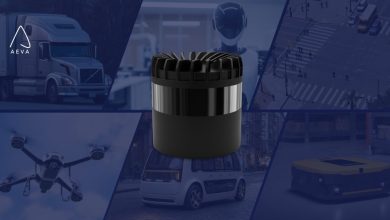 Omni, a compact wide-view short-range 4D LiDAR sensor for physical AI applications. Photo: Aeva