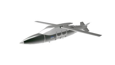 A small aircraft with a propeller positioned above, designed for the Winged Guidance Kit, illustrating flight mechanics.