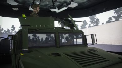 U.S. Navy Hospital Corpsmen with Bravo Surgical Company, 3d Medical Battalion, survey the surrounding area for hostiles during a convoy simulation, Marine Corps Base Hawaii, July 19, 2022. The purpose of the training was to familiarize hospital corpsmen on their additional duties when assigned to an operational unit, increasing readiness and proficiency. (U.S. Marine Corps photo by Cpl. Samantha Sanchez)
