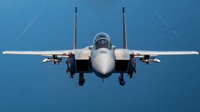 A U.S. Air Force F-15EX Eagle II flies over the Gulf of America, September 16, 2025. The F-15EX, from the 40th Flight Test Squadron at Eglin Air Force Base, Florida, is one of the first F-15EXs in the Air Force, and is going through developmental and operational test series at Eglin to confirm its operational capabilities before it is delivered to the combat Air Force. (U.S. Air Force photo by Staff Sgt. Blake Wiles)