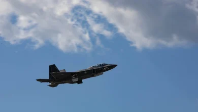 South Korean KF-21 Boramae fighter jet in flight during aerial demonstration over Seoul