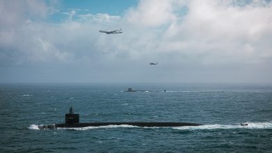 U.S. Navy Ohio-class ballistic missile submarine USS Tennessee (SSBN 734), an United Kingdom Royal Navy Vanguard-class nuclear submarine, an E6-B Mercury assigned to the "Shadows" of Fleet Air Reconnaissance Squadron (VQ) 4 and an MH60R Sea Hawk helicopter attached to the “Proud Warriors” of Helicopter Maritime Strike Squadron (HSM) 72 conducted bi-lateral at sea training