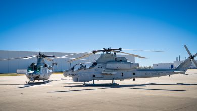 US Marine Corps AH-1Z Viper and UH-1Y Venom helicopters