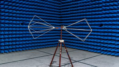Frequency tester inside an electromagnetic interference chamber