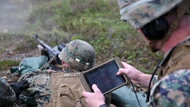 US troops using a tablet-based communication system