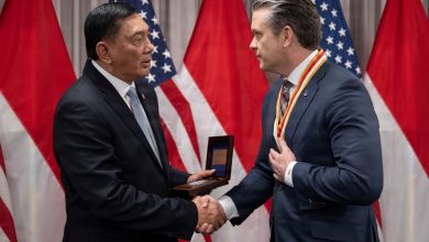 Secretary of Defense Pete Hegseth hosts a bilateral meeting with Indonesia Minister of Defense Sjafrie Sjamsoeddin