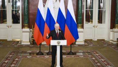 Russian President Vladimir Putin speaks during a press conference after the celebrations of the Victory Day marking the 81st anniversary of the Soviet Union's victory over Nazi Germany during the World War II.