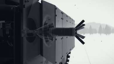 Close-up of a Saab HEAT 758 round, set against a snowy winter backdrop