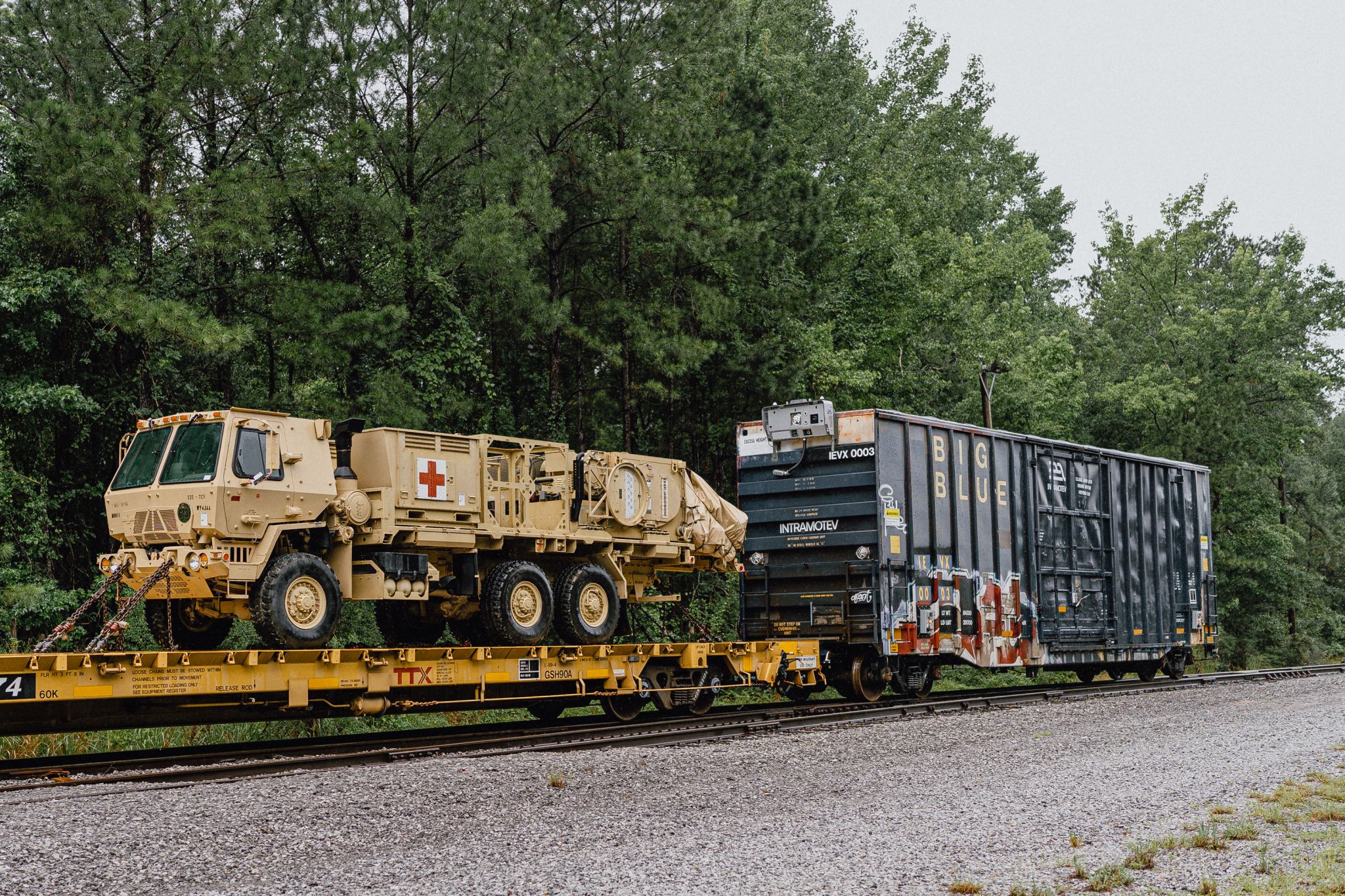 Soldiers train on and operate a TugVolt as a switcher for DODX railcars. Photo: Intramotev