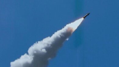 Images released by Iran's Revolutionary Guards showing what they say are missile launches targeting a base used by the US military to strike Iranian territory, without specifying its location.