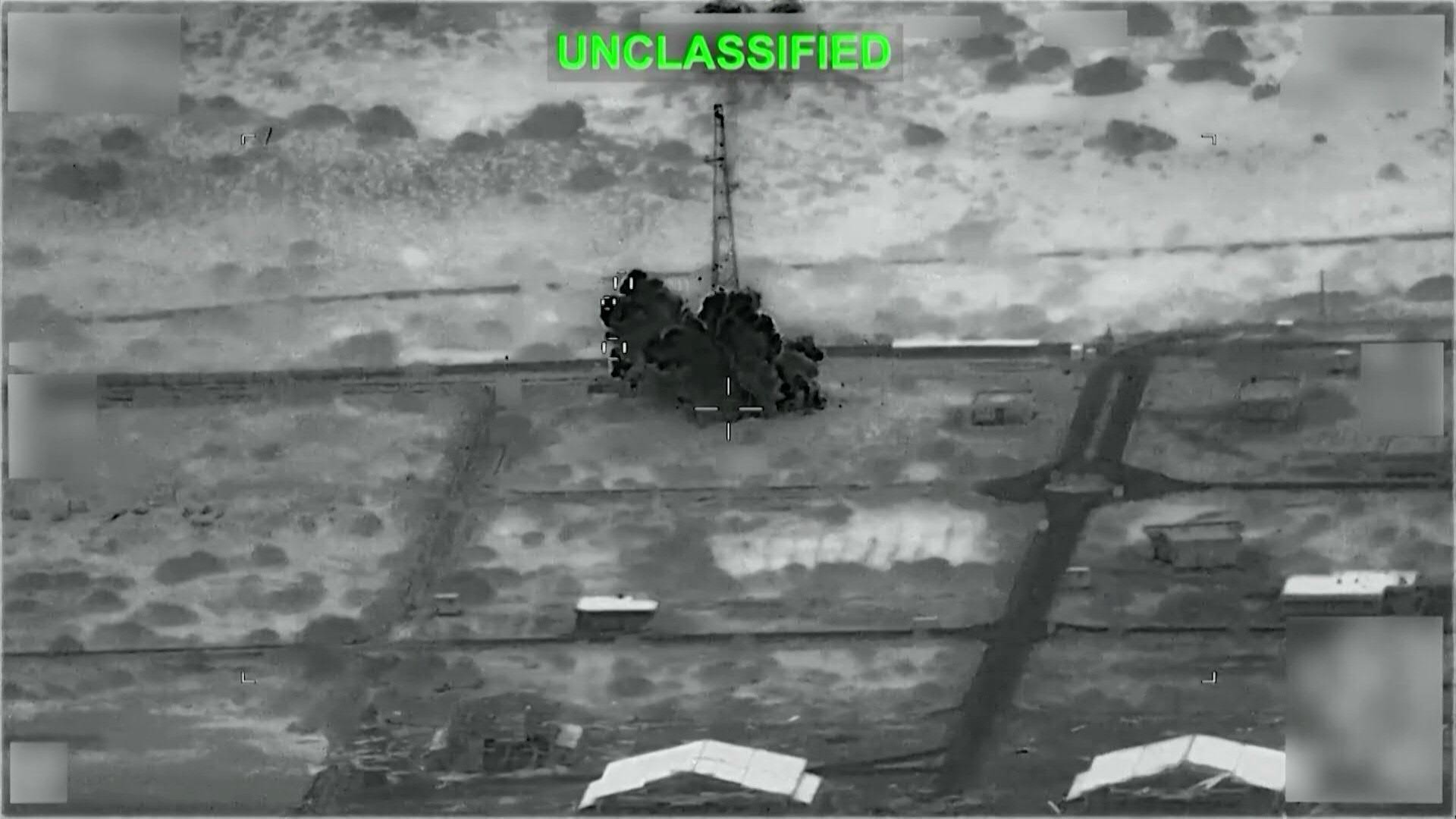 Images posted on X by US Central Command show what the US military says are strikes on Iranian radar sites in Goruk and on Qeshm Island.