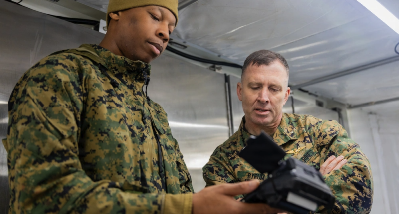 (Representative only.) US Marine Corps personnel use a digital reporting system during Exercise Cold Response 26. Photo: Cpl. Michael Bartman/DVIDS