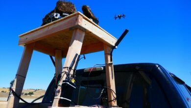 (Representative only.) A counter-unmanned aircraft system sensor platform tracks a drone during the Joint Interagency Field Experimentation event at Camp Roberts, California, on Sept. 9, 2025. Photo: Dan Linehan/DVIDS