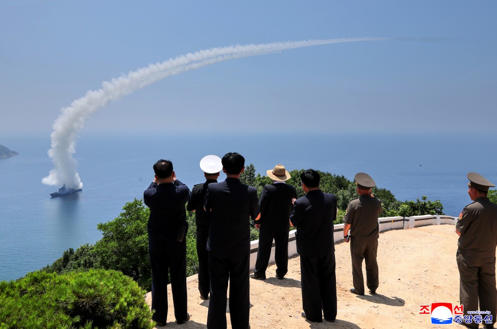 Kim Jong Un oversees weapons tests of the destroyer Kang Kon