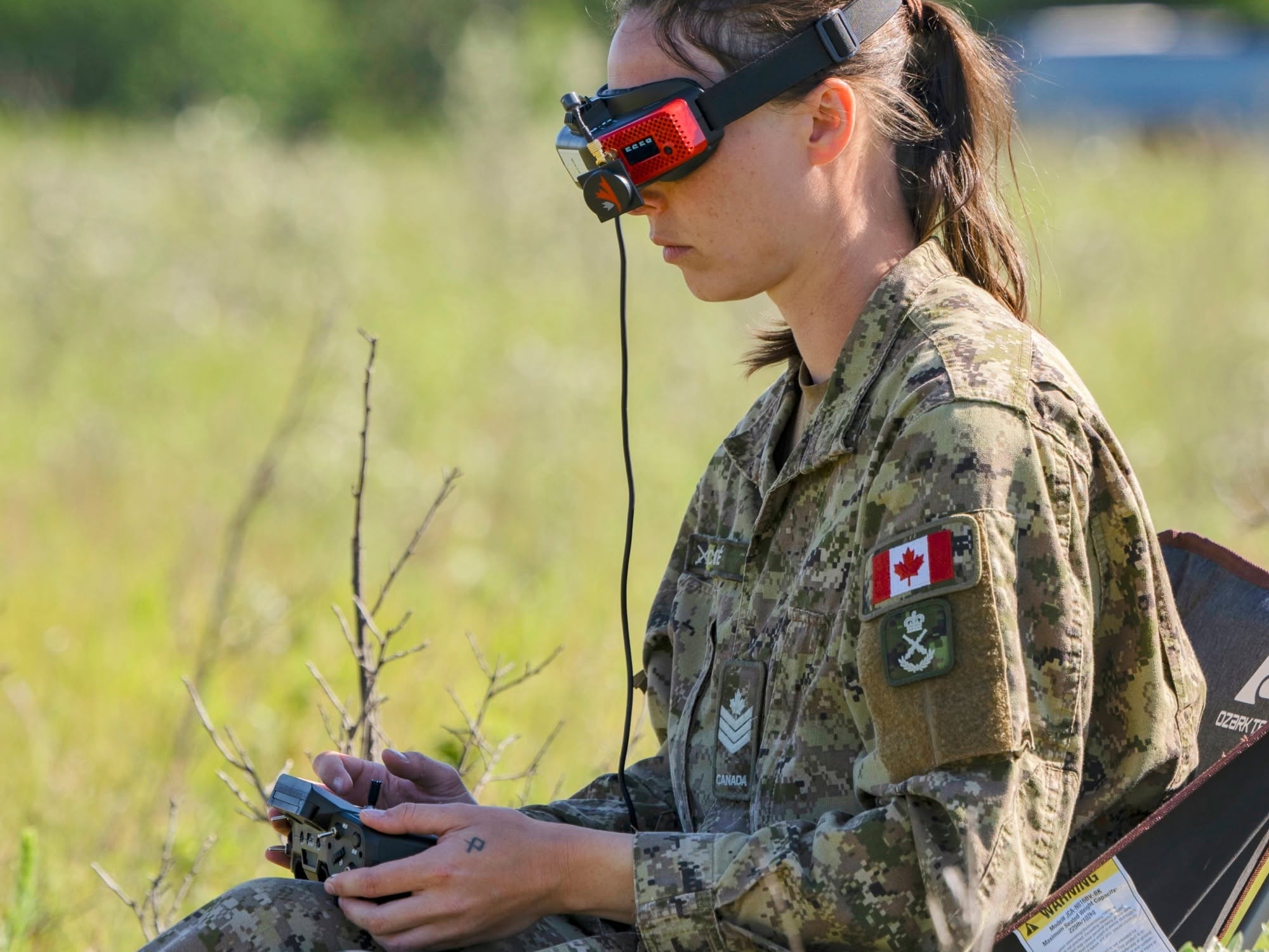 Soldier operates an unmanned aerial system. Photo: Aviator Natalie Chilcott/Canadian Army