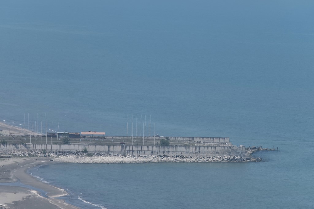 A view of a pier on the Caspian Sea near the city of Noshahr, northern Iran, on May 8, 2025. Photo: Morteza Nikoubazl/NurPhoto via AFP