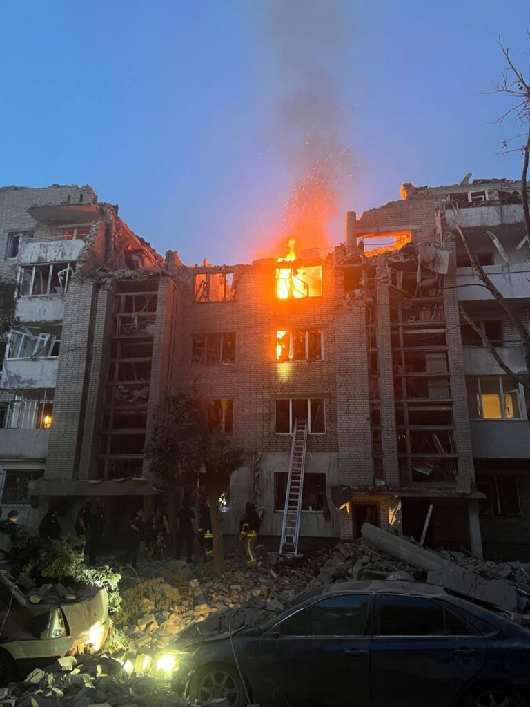 A residential building burns in Lviv after a Russian missile strike during Moscow's overnight attack on Ukraine on July 30, 2026. Ukraine's Foreign Minister Andrii Sybiha said the same barrage included a Kh-101 cruise missile that crossed into Polish airspace. Photo: Foreign Minister Andrii Sybiha/X @andrii_sybiha