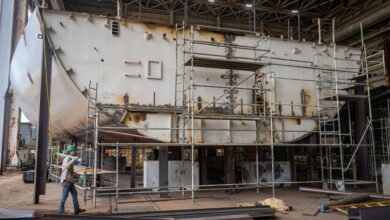 Ingalls Shipbuilding works on the US Navy’s amphibious transport dock program.
