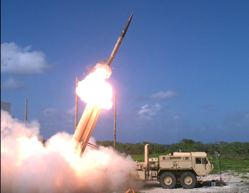 A Terminal High Altitude Area Defense, or THAAD interceptor, is launched from a THAAD battery.