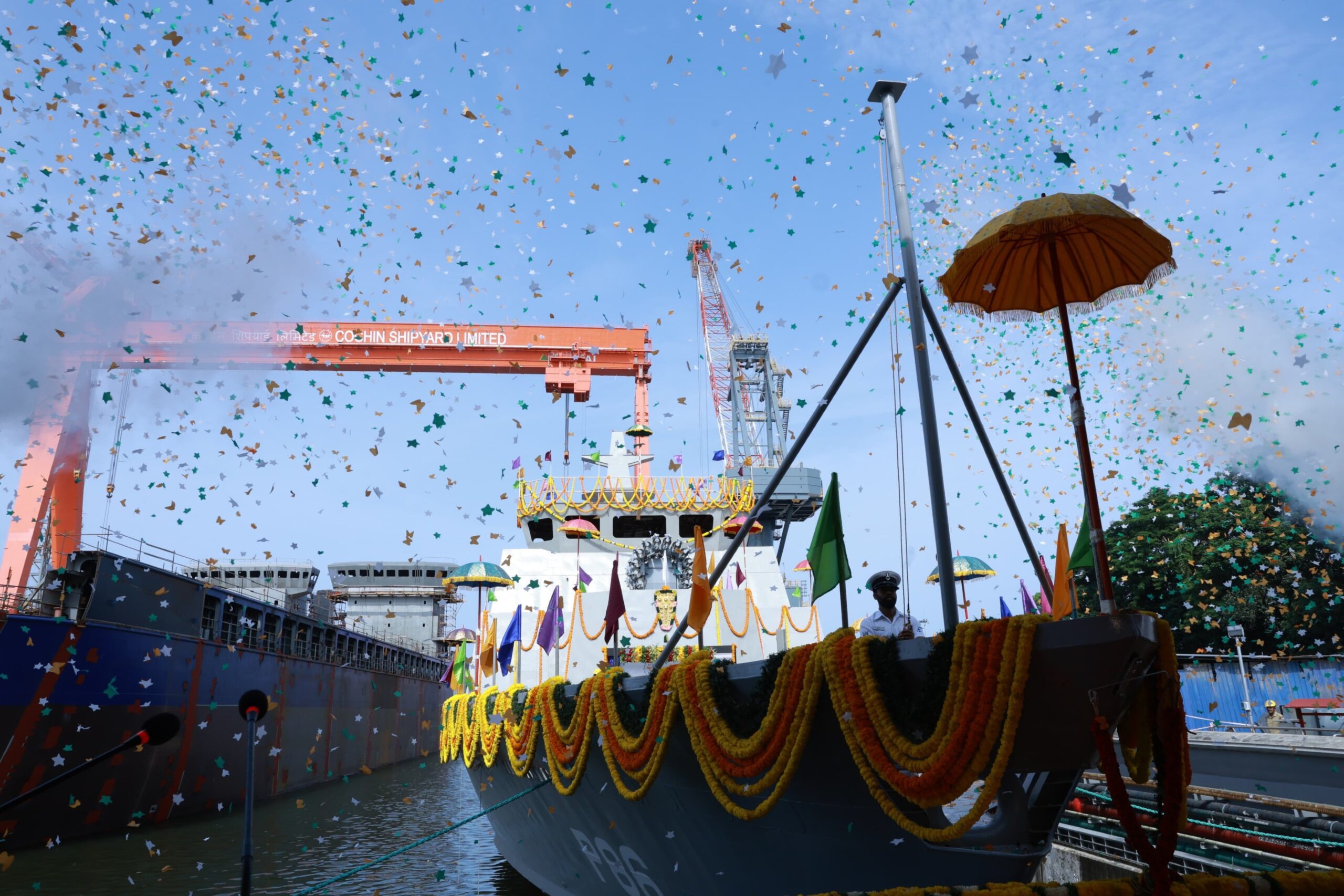 The INS Machilipatnam (P86) Mahe-class Anti-Submarine Warfare Shallow Water Craft (ASW-SWC)